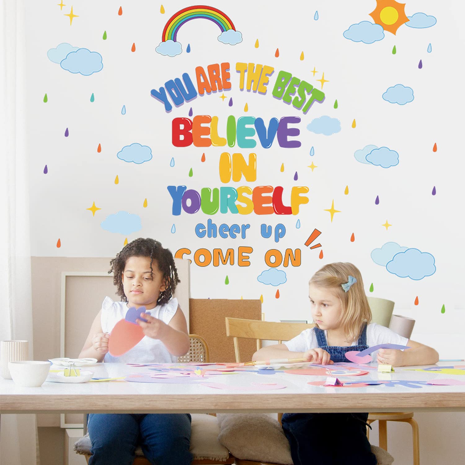 Adesivi Murali Rimovibili Con Frasi Motivazionali - Set Colorato 50x60 Cm, Per Camerette, Aule E Soggiorni