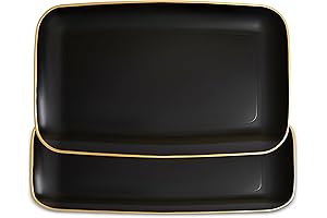 Blue Sky Organic Black Disposable Rectangular Trays with Gold Rim