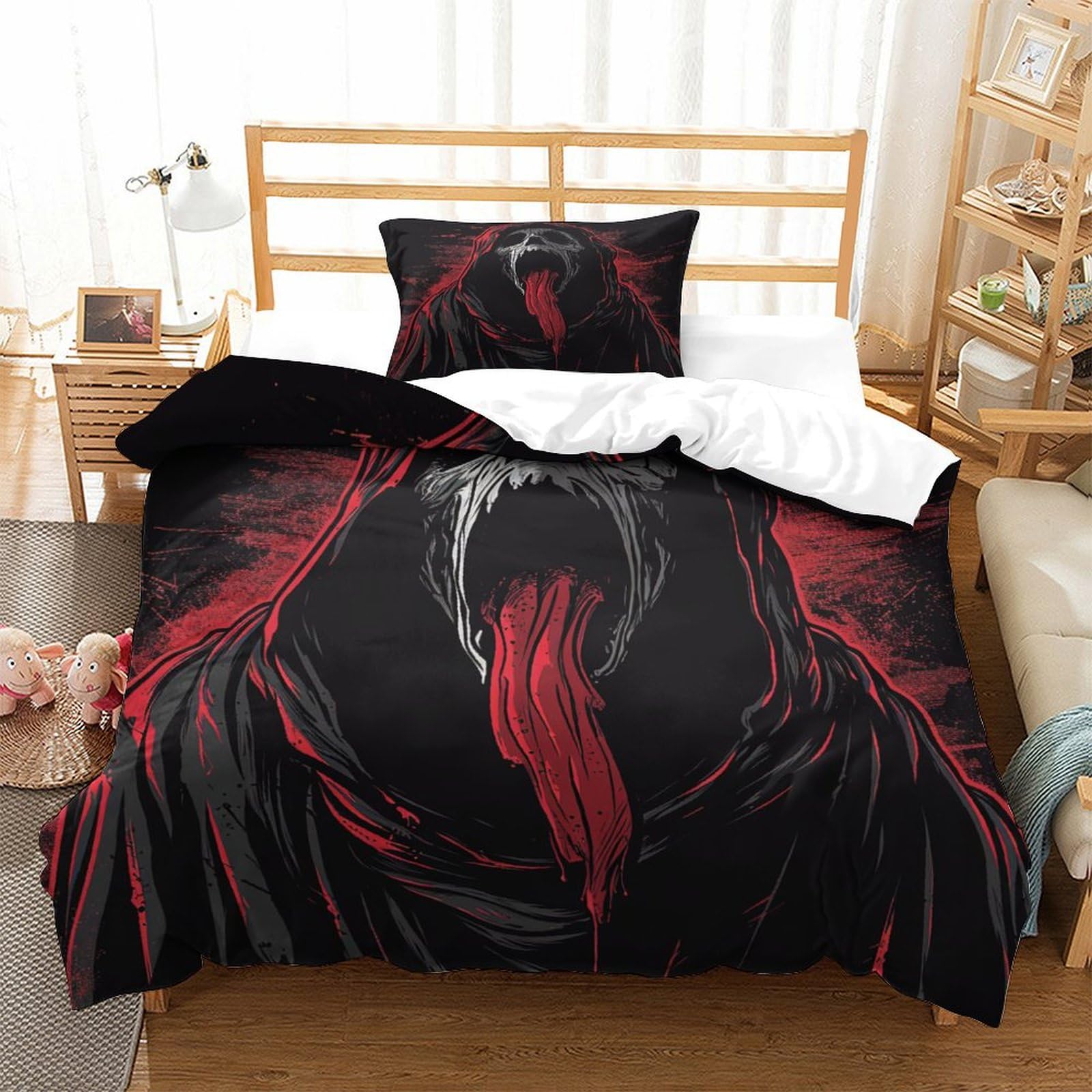 P1S9U7W5Y 3D Printed Dark Feather Duvet Cover Set 3pcs Microfiber Artistic Feather Bedding Set Single（135x200cm）