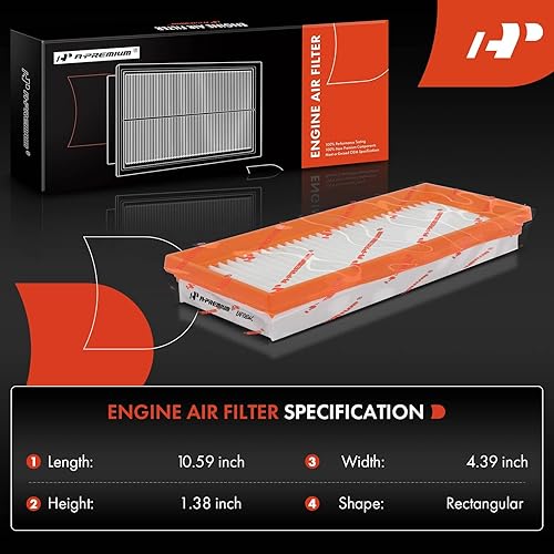 Miniatura 2 de A-Premium Filtro de aire de motor compatible con Smart Fortwo 2008-2015, L3 1.3L, panel flexible, repuesto # A0010940301