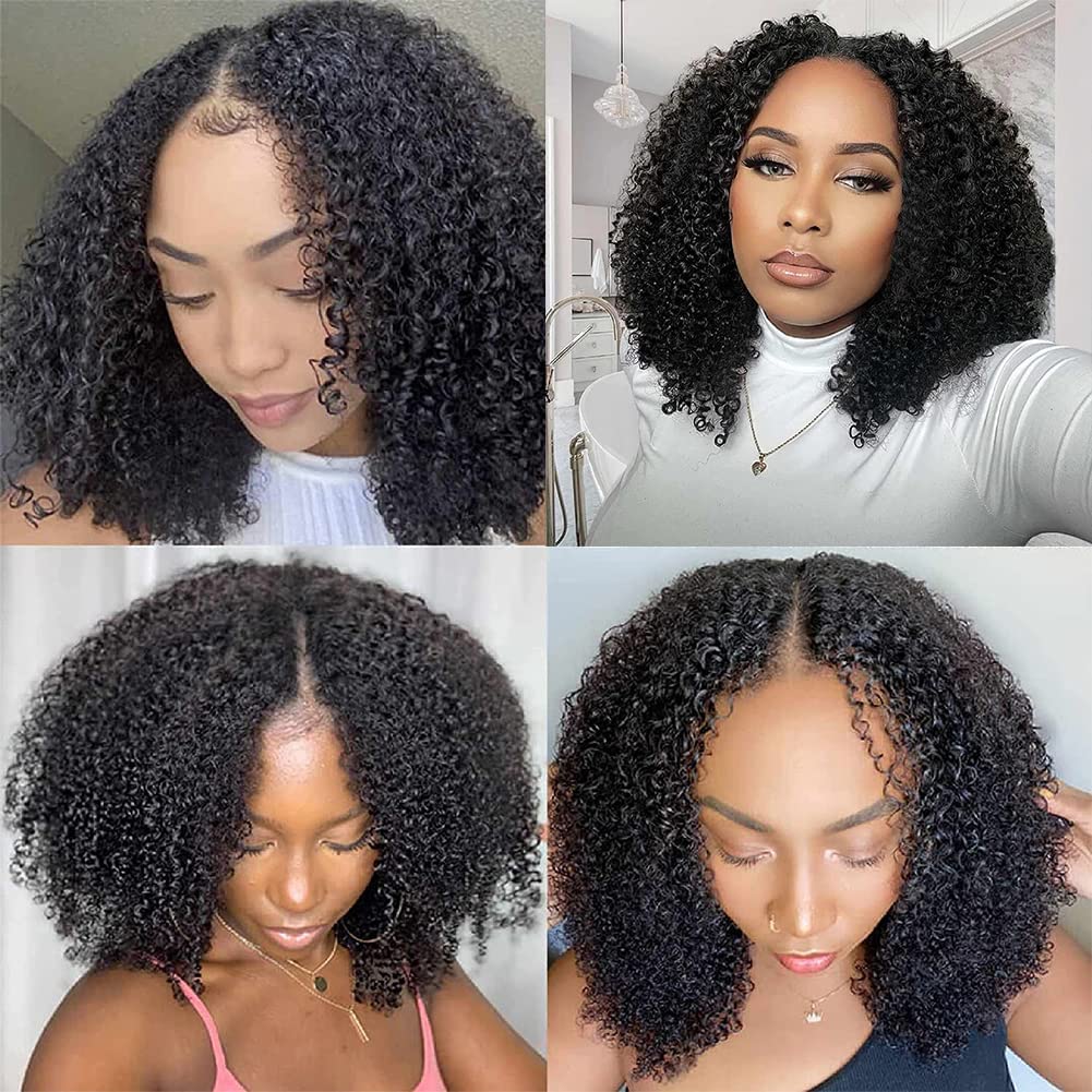 Perruque 100% Cheveux Humain Noir Bouclée - 6 Pouces, Bonnet Monofilament, NEUVE
