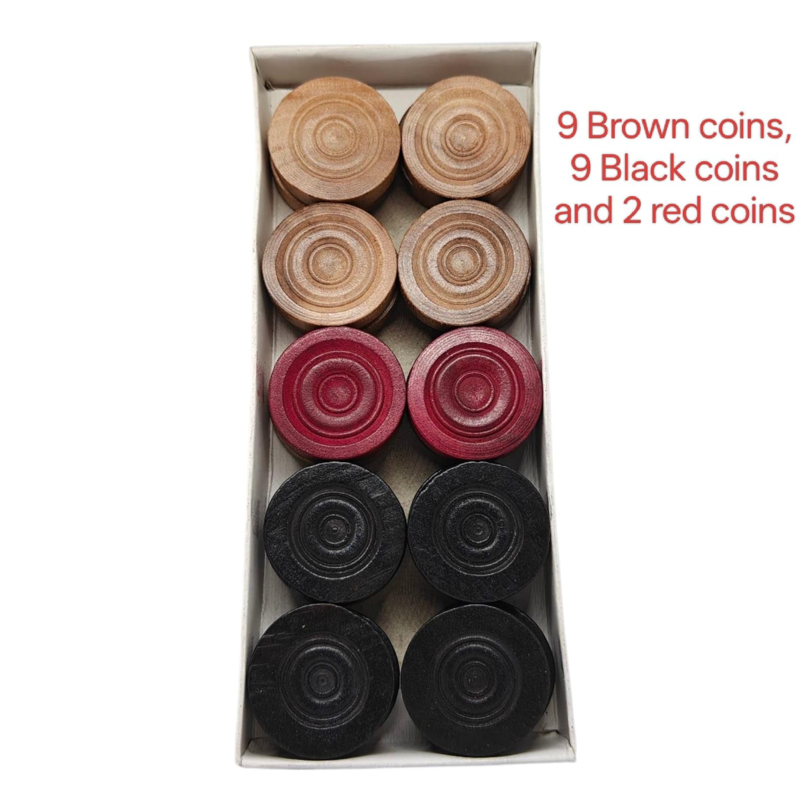VTL Wooden Carrom Coins Set of 20 Without Striker | Quality Brown, Black & Red Coins | Smooth Finish Carrommen for Indoor Games, Practice & Tournaments 1