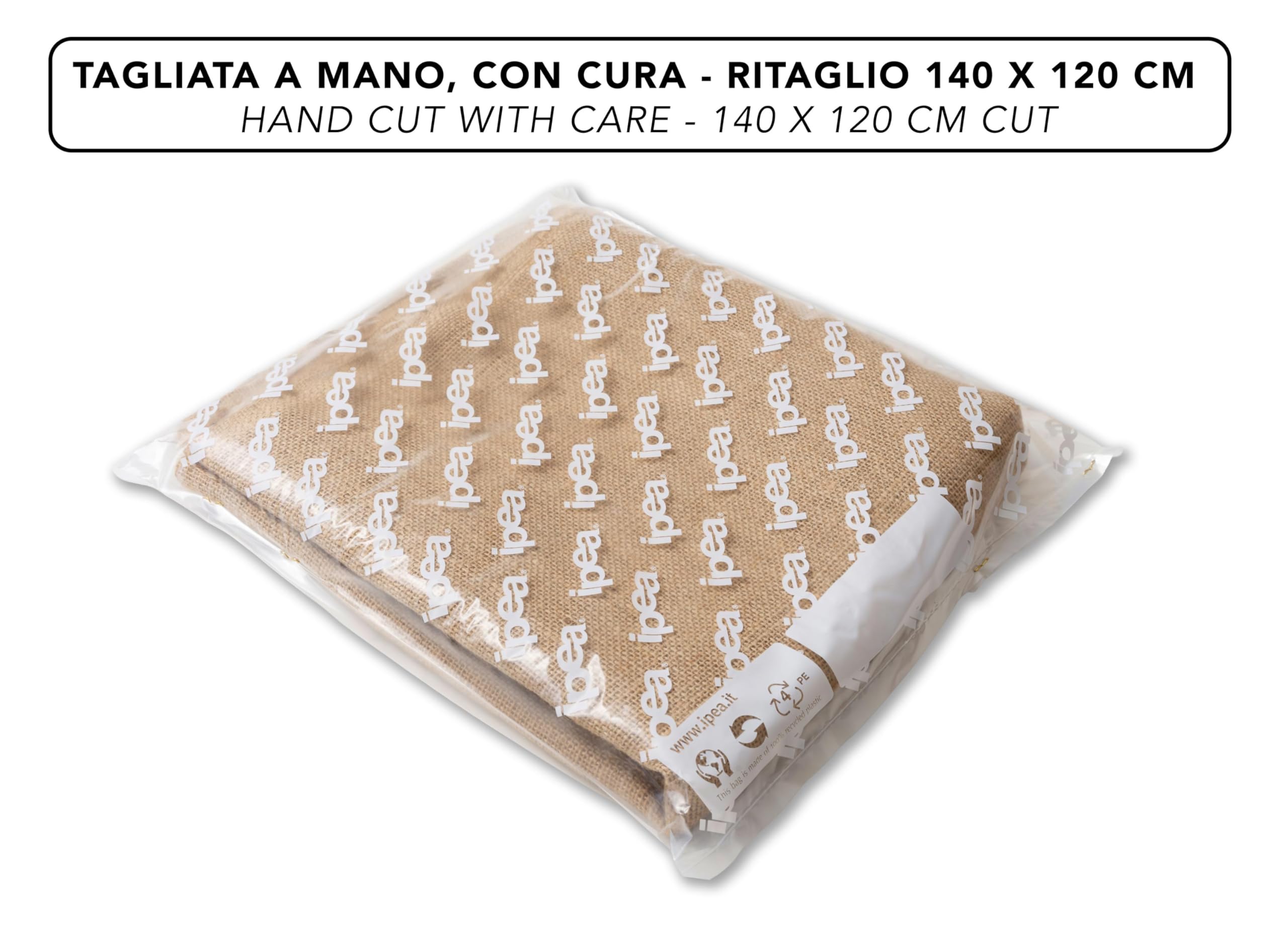 IPEA Tela in Juta Naturale al 100% – [ Grandezza 140 x 120 cm ] – Tessuto in Vera Iuta – Telo per Tappezzeria, Decorazioni, Accessori, Feste, Creazioni, Fai da Te – Fibra Naturale – Ideale per Eventi