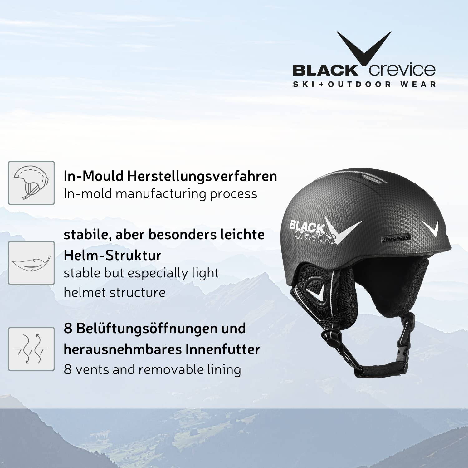 BLACK CREVICE Casco da sci per bambini Stubai I Casco da sci dal design sportivo in diversi colori I Casco da sci antiurto unisex I Casco da sci traspirante I Misura regolabile