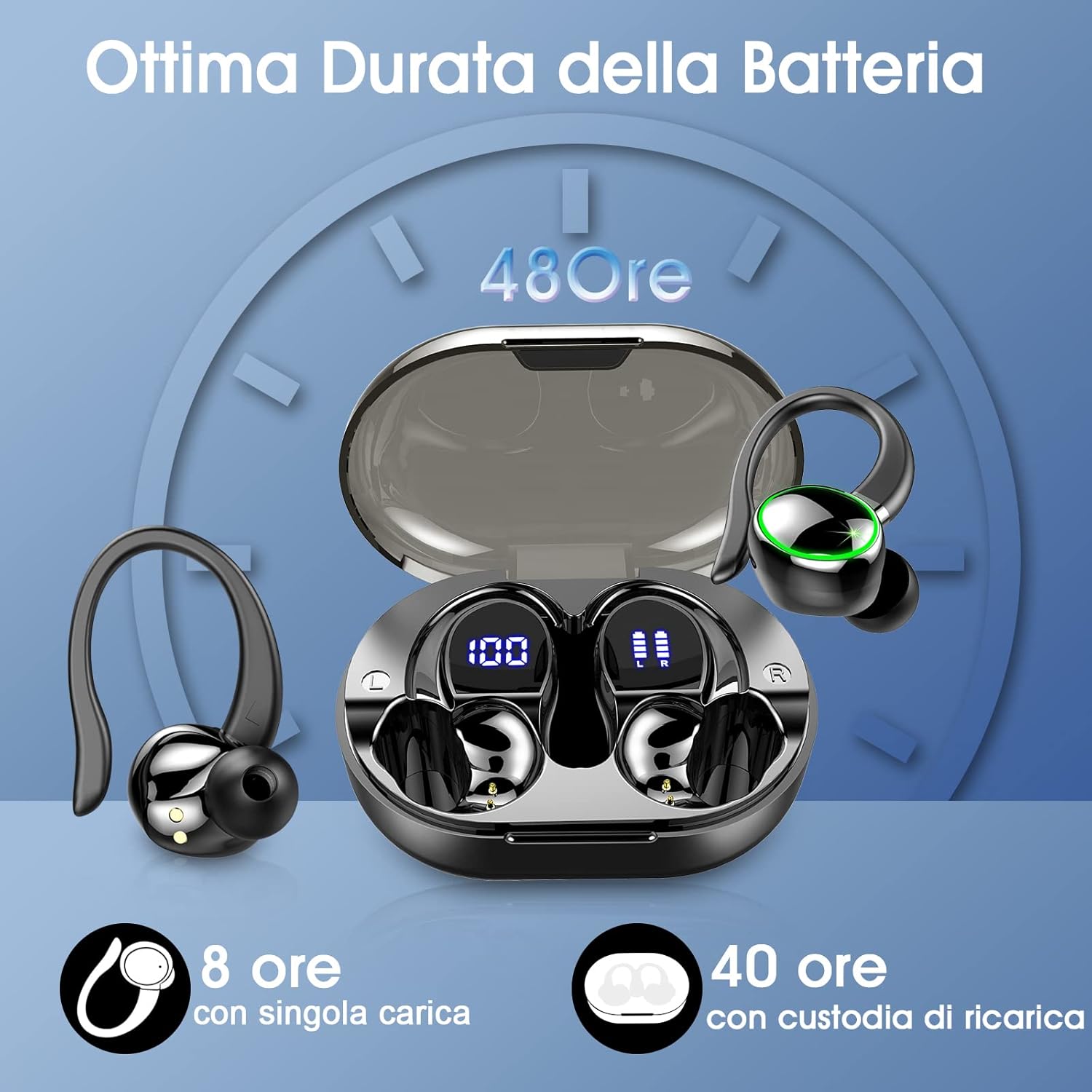 Cuffie Bluetooth Sport, Auricolari Bluetooth 5.3 con Mic, 48 Ore Wireless Cuffie In Ear Display LED, Bassi Potenziati HiFi Stereo IP7 Impermeabile Cuffiette Bluetooth Sport Cancellazione Rumore Cuffie Bluetooth Sport, Auricolari Bluetooth 5.3 con Mic, 48 Ore Wireless Cuffie In Ear Display LED, Bassi Potenziati HiFi Stereo IP7 Impermeabile Cuffiette Bluetooth Sport Cancellazione Rumore