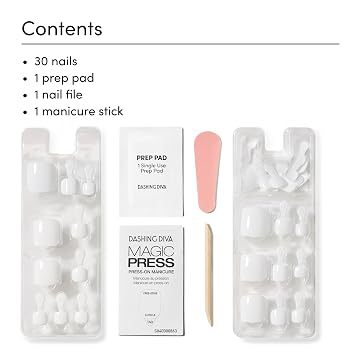 Dashing Diva Magic Press Pedicure Set - Blank Slate - Press On Nails - Long Lasting Gel - Lasts Up to 10 Days - Summer Gel Set - 4-Piece Pedicure Kit with 24 Nails