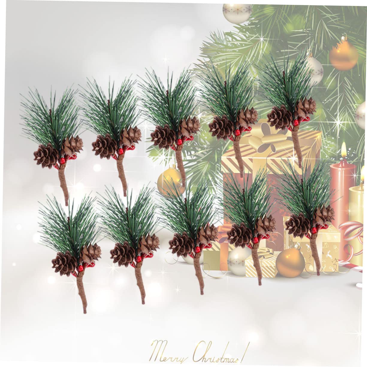 VILLCASE 90 STK Weihnachtsbeeren weihnachtsdeko weihnachtshochzeit Christmas decoations Beeren der Weihnachtsstechpalme Tannenzapfen Zweig Weihnachtskiefernbeeren Simulation Beerenpflücker