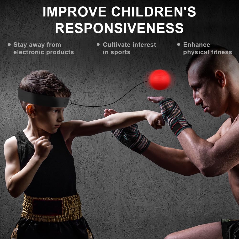 flintronic Pelota de Reflejos Boxeo, Bola de Entrenamiento de Boxeo con Diadema Boxing para Fitness MMA Muay Thai, Mejora Las Reacciones de Velocidad, Enfoque y Coordinación de Mano Ojo