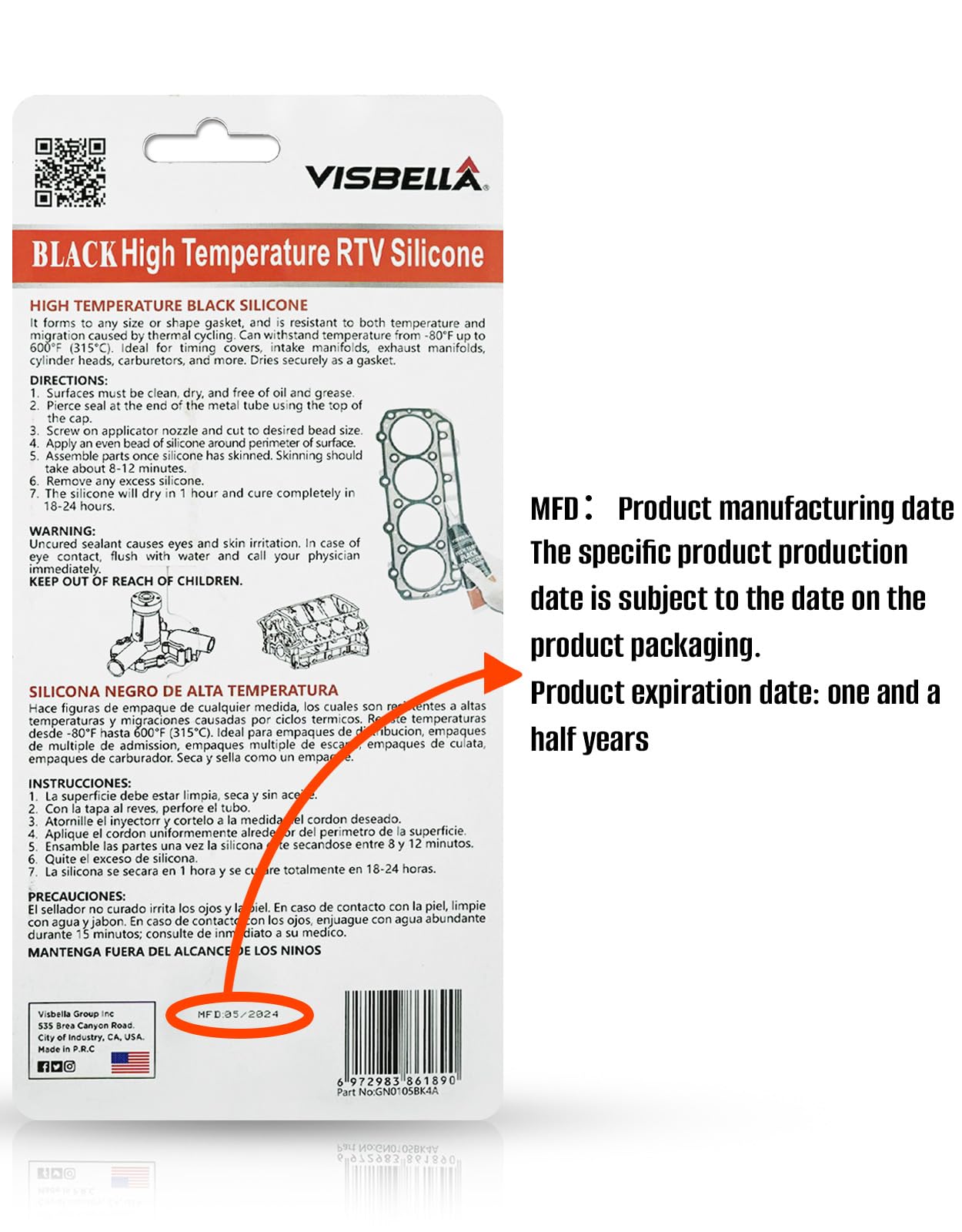 Visbella High Temperature RTV Silicone Gasket Maker - Image 2