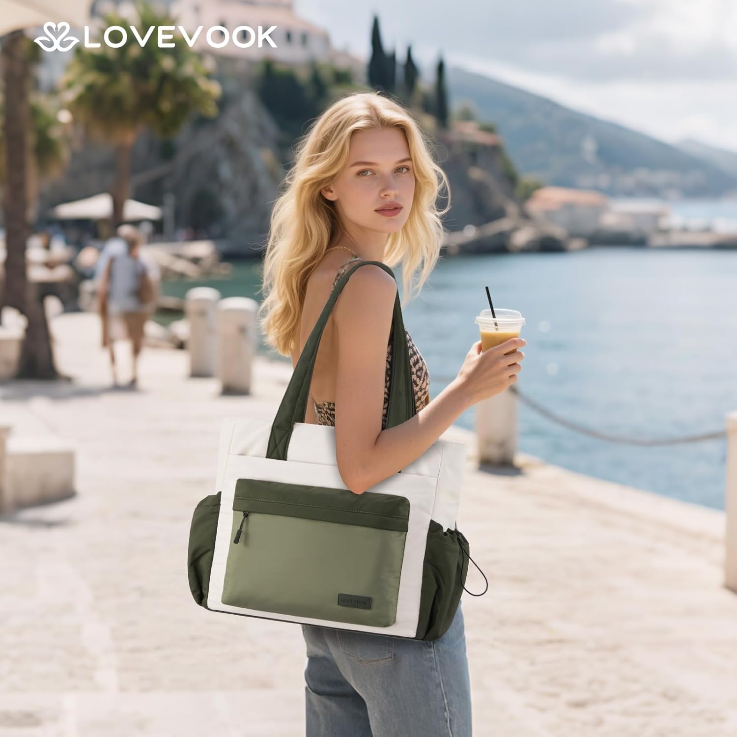 LOVEVOOK Tote Bag for Women, Puffer Work Tote with Zipper, Compartments, Travel Handbag for Nurse, Teacher, Daily Use, Gym - Image 2