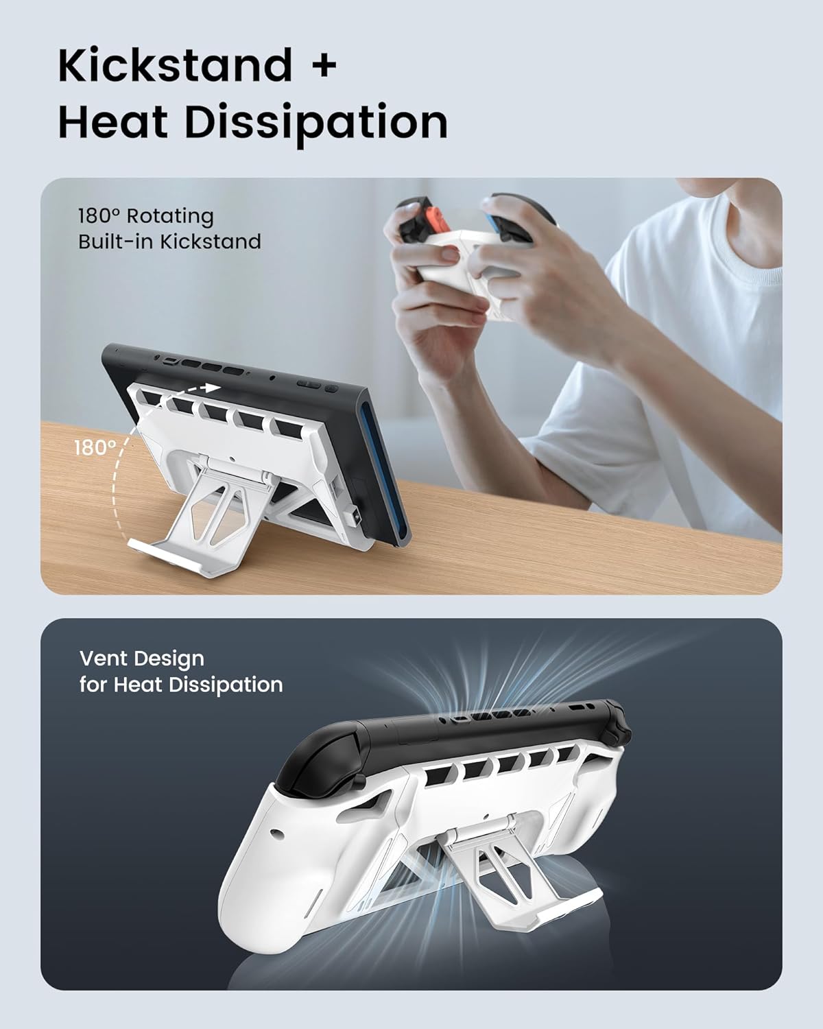 Magnetic Grip Case for Switch 2 2025, Detachable Joycon Ergonomic Grips, Hard Shell Cover with Adjustable Stand, 5 Game Card Slots for Switch 2 Accessories, Shockproof & Anti-Scratch - Image 3