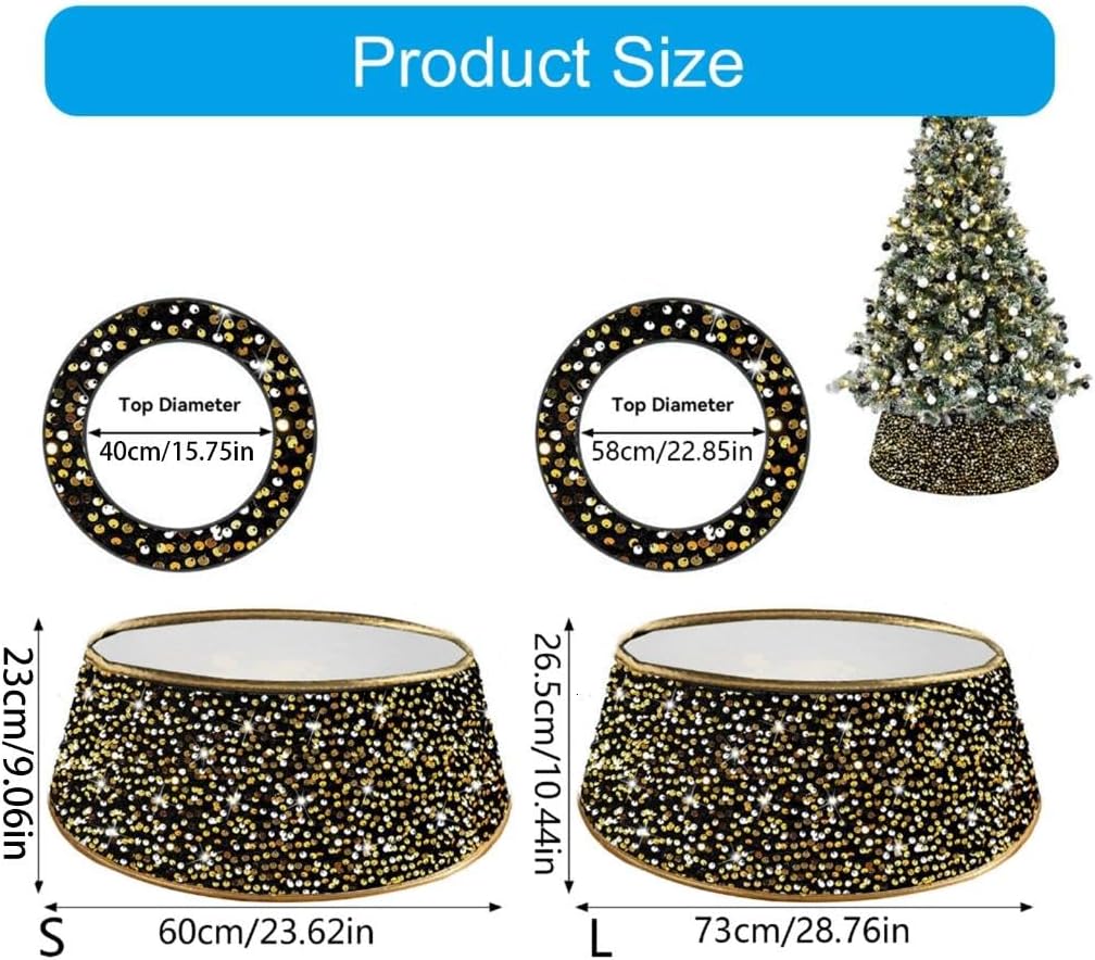 Beautiful Festival Tree Base Cover in Sequined Front for Christmas Decoration