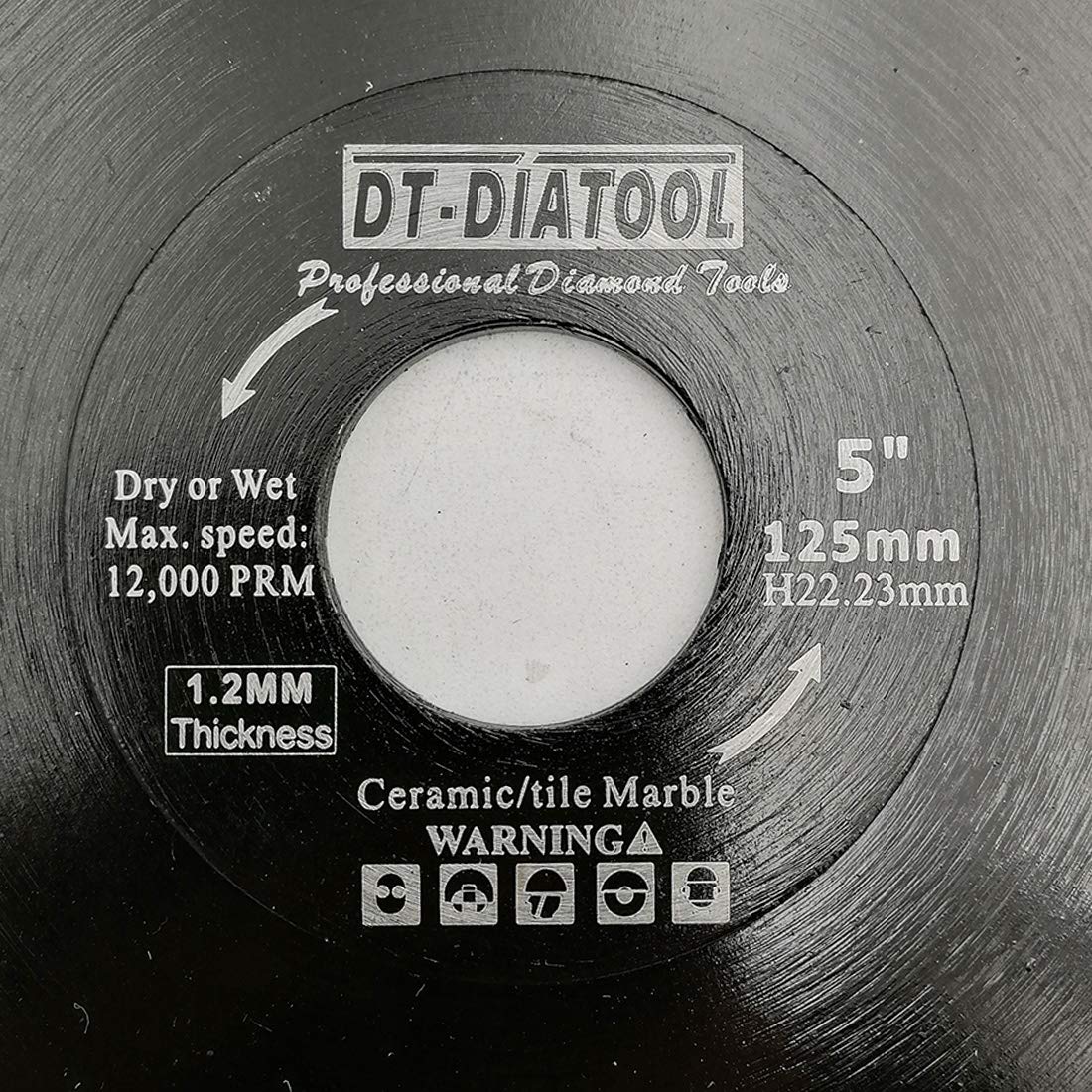 DT-DIATOOL Diamentowe ostrze piły 5 szt., 125 mm, tarcza tnąca z siatką X, turbo, do płytek porcelanowych, marmuru, ceramicznego granitu
