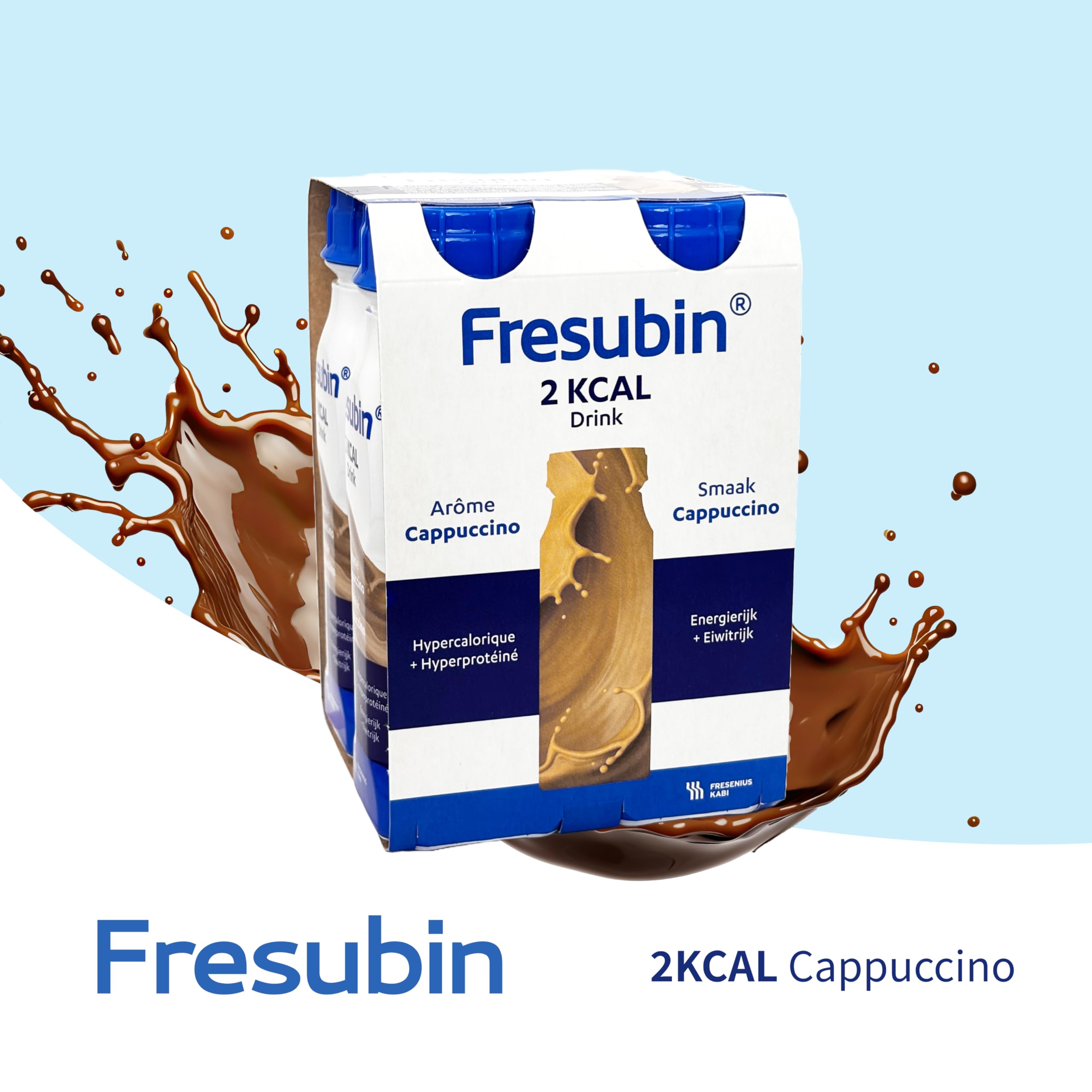 Fresubin 2 KCAL Drink Cappuccino 24x200ml- Hochkalorische Trinknahrung mit 20g Eiweiß (ohne Ballaststoffe) von Fresenius Kabi, 400 kcal pro Flasche, ideal bei Mangelernährung