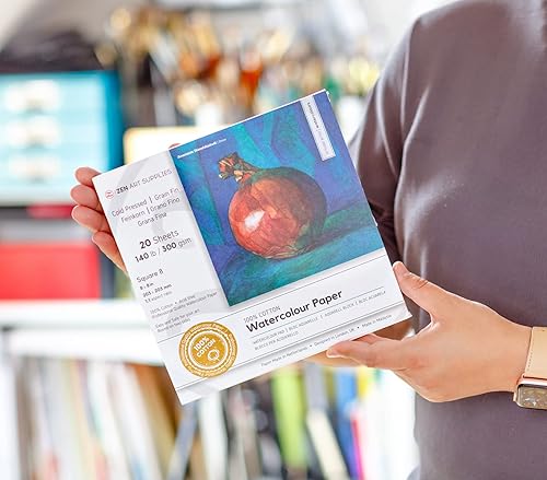 Miniatura 6 de ZenART Superior 100 Pct Cotton Watercolor Paper 140 lb Cold Press - 8x8 inches, 20 Sheets, Acid-Free, Travel Block, 2-Side Bound - for Watercolor,