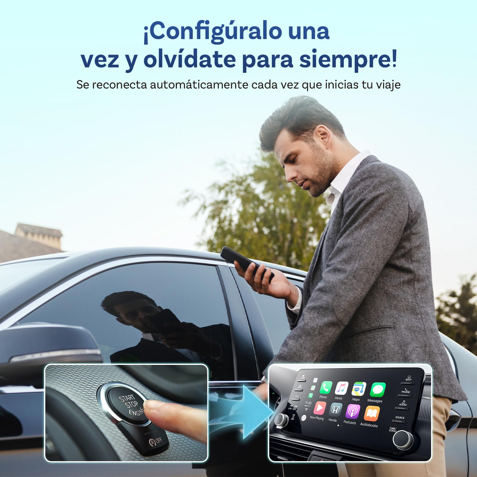 OTTOCAST Play2Video Ultra, 2025 Adaptador inalámbrico CarPlay & Android Auto con Netflix/YouTube/IPTV/Prime Video integrados, Caja AI de Android 12.0 para vehículos con CarPlay cableado de fábrica