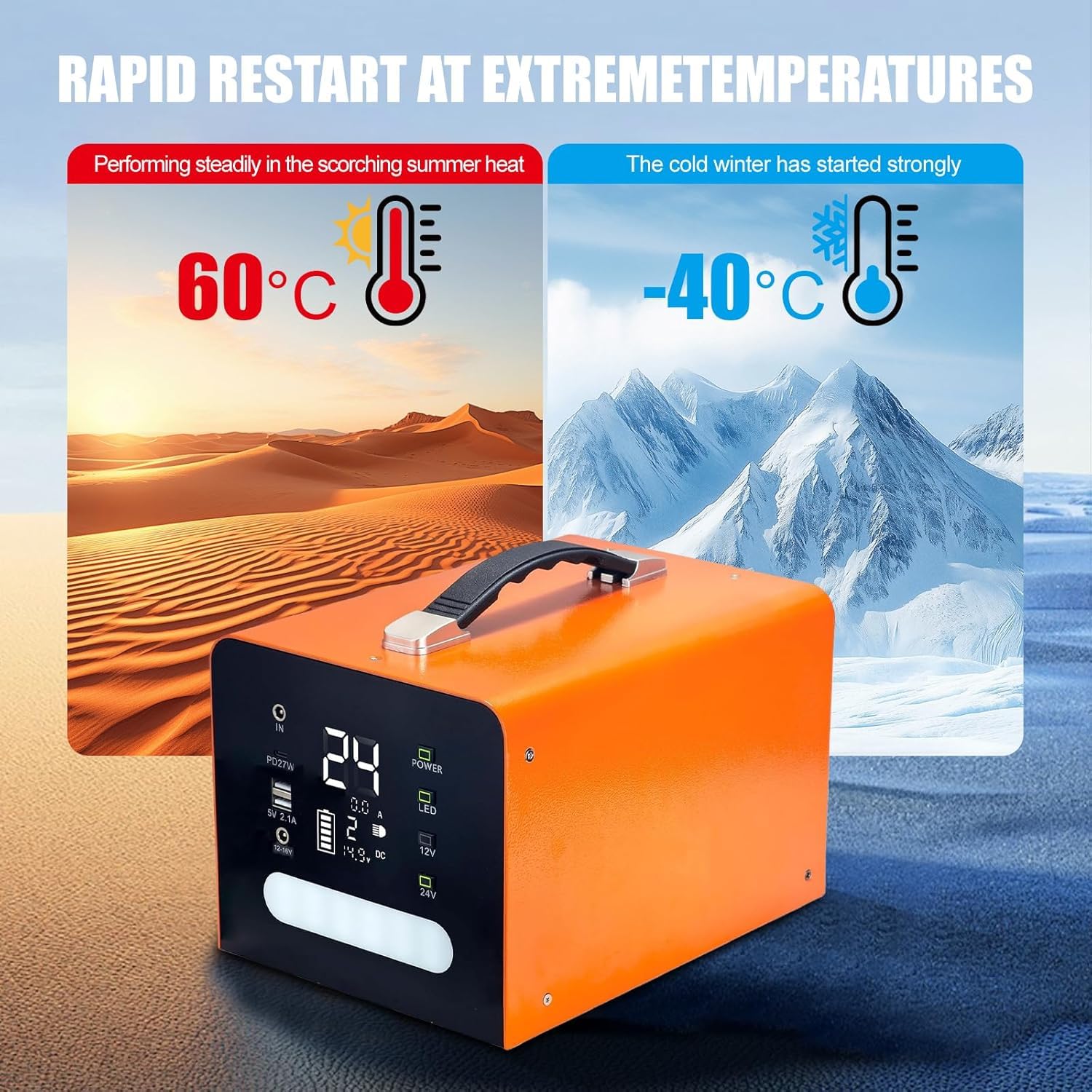 Avviatore di emergenza per camion, resistente, batteria da 18000 A 236,8 Wh adatto per motori diesel da 50 l, compatibile con avviatori di emergenza automobilistici da 12 V/24 V, può avviare veicoli