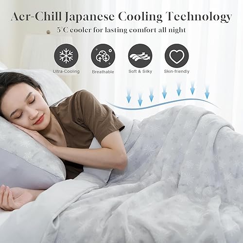 Miniatura 2 de OIGAE Edredón refrescante, manta de enfriamiento japonesa Q-Max 0.45 de doble cara para personas que duermen con calor y sudores nocturnos, manta de