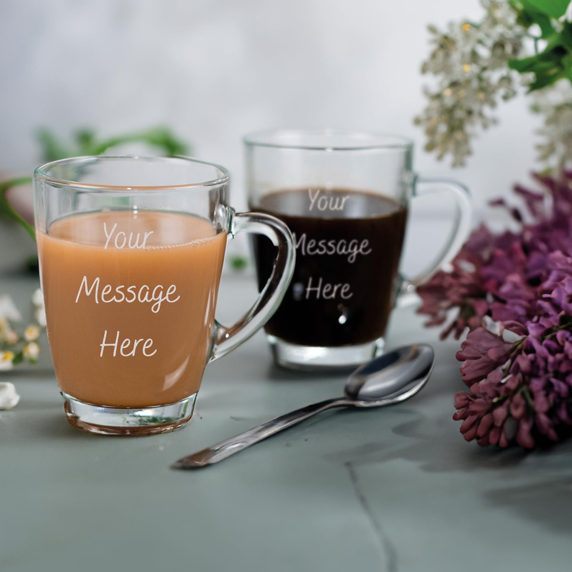 So Bespoke Personalised Glass Mug Tea Coffee Latte Mothers Day Gift for Mom, Mum, Nan, Auntie, Step-Mum, Engraved Drinkware, Mothering Sunday Gift Idea (Style M4)