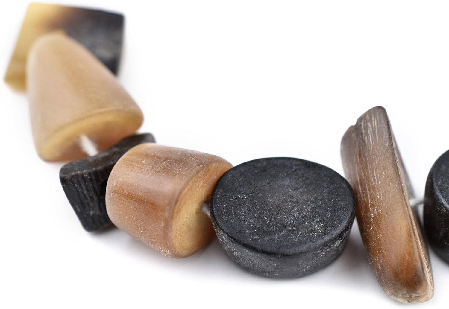 The Bead Chest Natural Horn Chunk Beads 21mm Indonesia Black and White Unusual 21 Inch Strand
