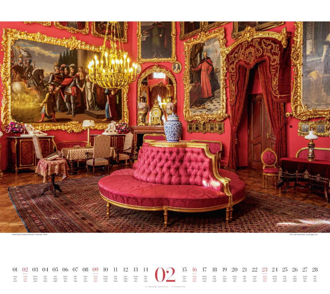 Paläste Kalender 2025, Wandkalender im Querformat (54x48 cm) - Architekturkalender - Schlösser - Adel - Könige und Königinnen