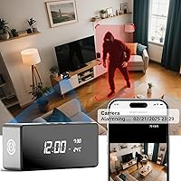 Vista 3 de Hidden Camera Clock - Ultra 4K HD Wireless Indoor Camera for Home Security - Mini Nanny Cam with Night Vision, Smart Motion Detection, Remote Live