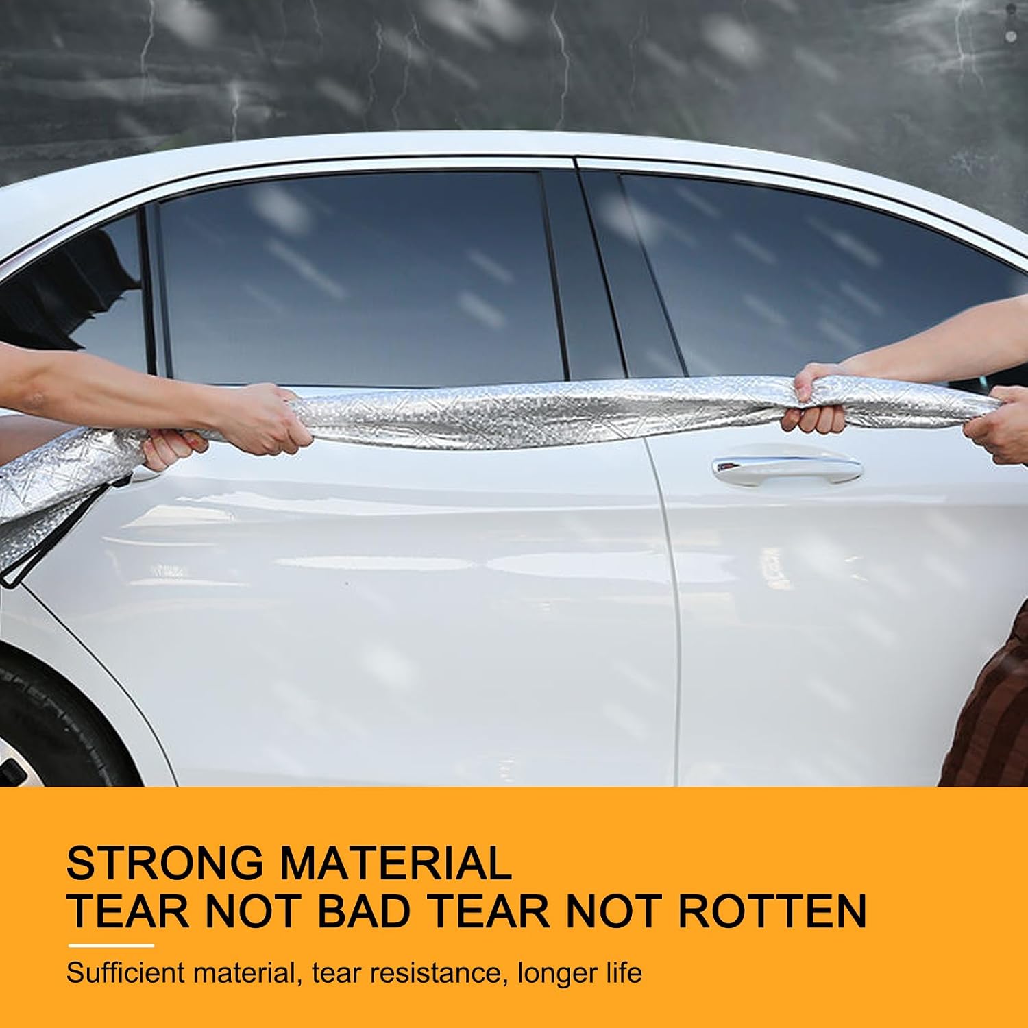 1 PC Car Half Cover, Thickened Cotton Front Windshield Car Cover, Super Breathable and Snow and Frost Protection Car Exterior Accessories, Universal for Most Cars (Silver)