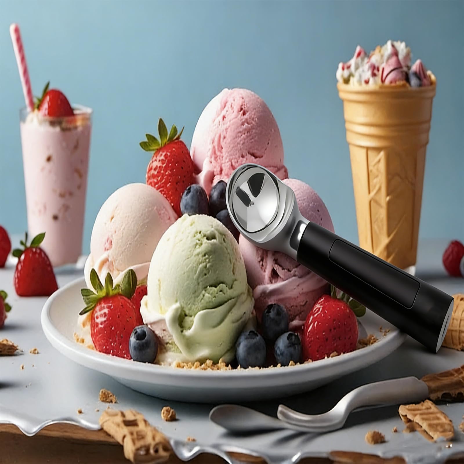Cuillère à glace chauffante rechargeable avec affichage numérique, température réglable, design étanche