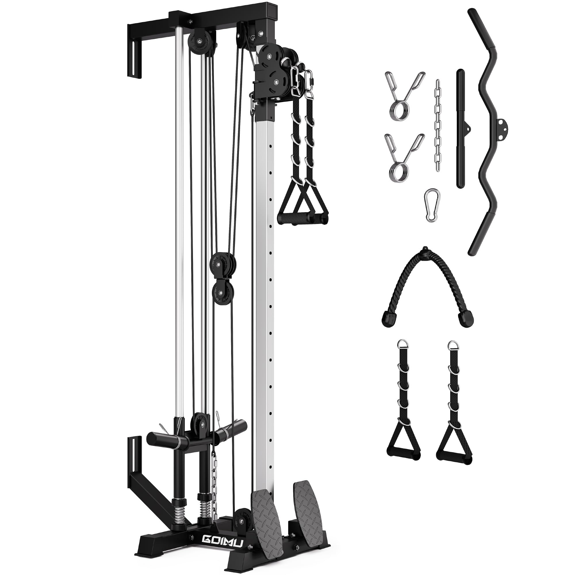Wall Mount Cable Station, WM1 Cable Crossover Machine with 17 Positions, High and Low Cable Crossover Machine with Removable Footplate for Garage Home Gym