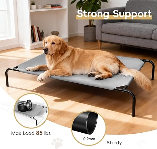 Miniatura 5 de Cama elevada para perros grandes, cunas elevadas, para interiores y exteriores, hamaca impermeable para mascotas con malla transpirable lavable,