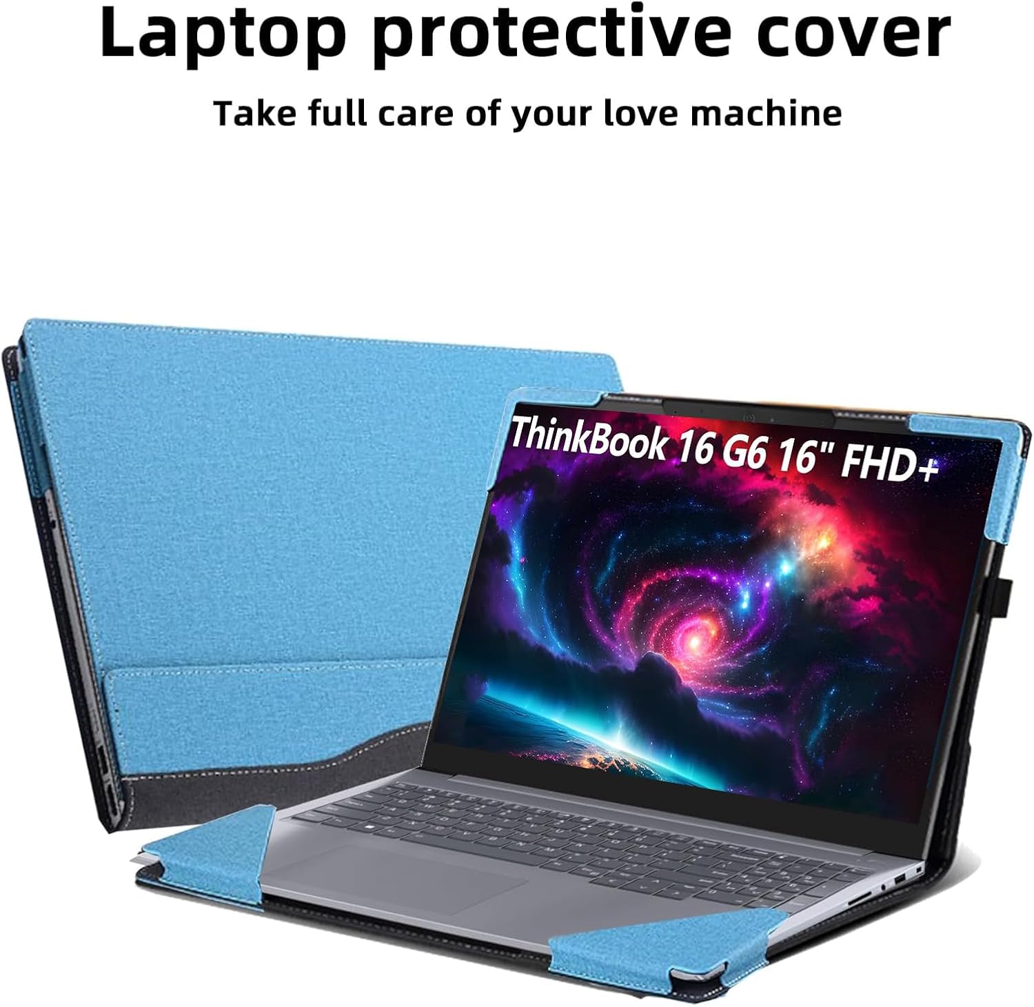 Laptop Cover for Lenovo Thinkbook 16 Gen 6 Business Laptop| ThinkBook 16 Gen 7 |ideapad Slim 5i 16 inch PU Leather Notebook Sleeve Detachable Protective Back Shell (Sky Blue)