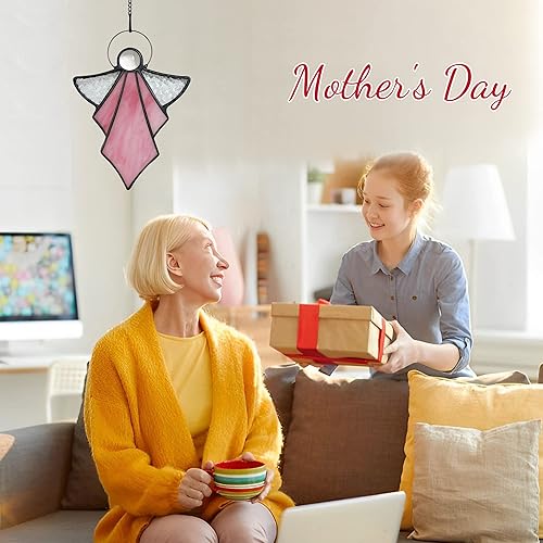 Miniatura 8 de Adorno de ángel, ángel de vitral, decoración para colgar ventanas, estilo Tiffany, hecho a mano, para ventana, conmemorativo, regalos de