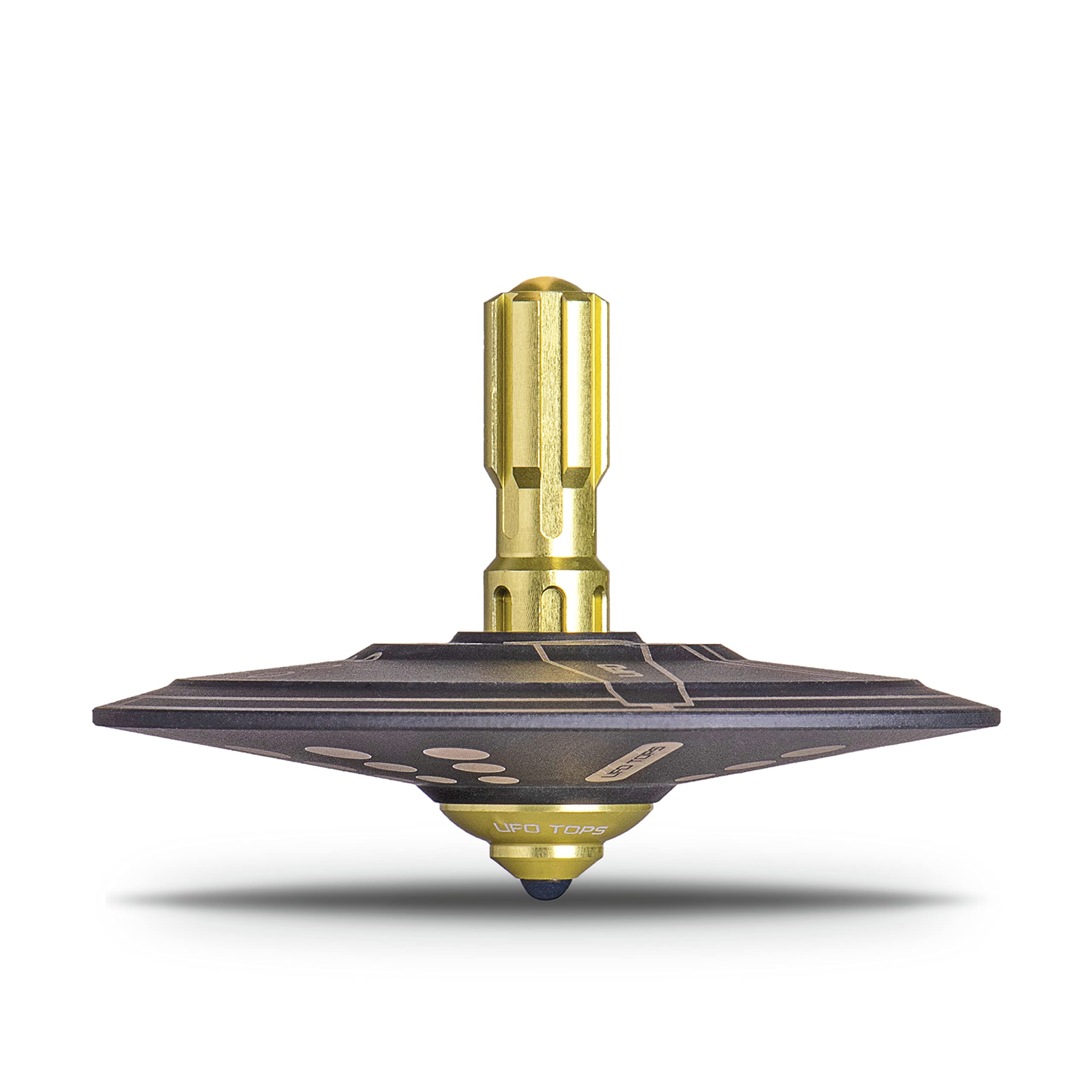 UFO Tops - Shag Harbour - Metal Spinning Top - Inspired by The 1967 Shag Harbour, Nova Scotia UFO Incident - Titanium UFO with Solar Yellow Power Core™