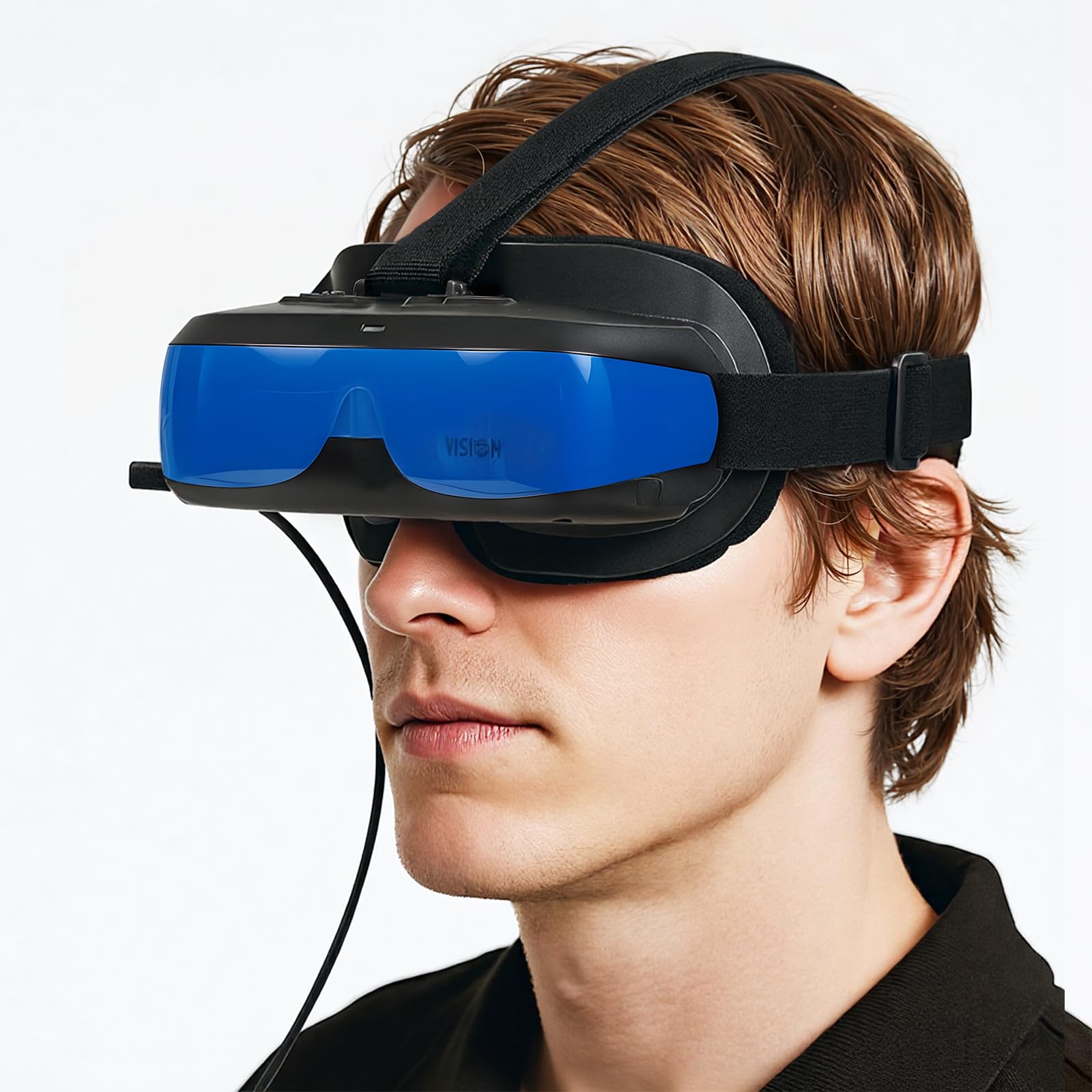 VISIONhmd Simple Video Display Glasses.Type-C Input, Easy Connect to i-Phone 15/16,Plug &Play, no Need APP, Lightweight Display Headset, Monitor,