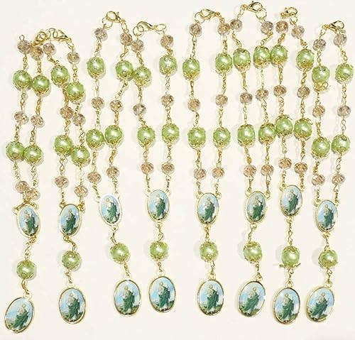 Rosario de cristal a granel de 12 piezas para automóvil con bolsa de regalo, perfecto para las primeras comuniones, bautismo, despedida de soltera,