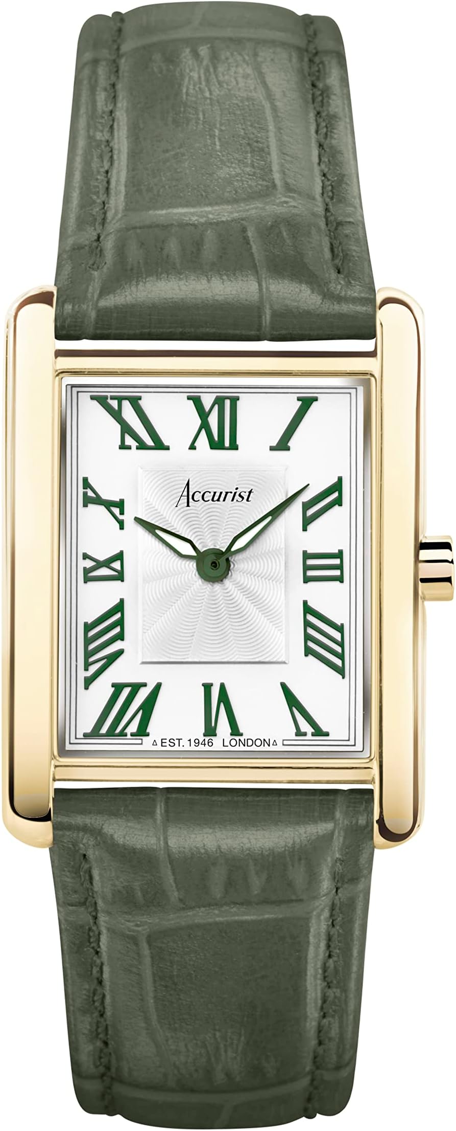 Rectangle Womens Analogue Watch 26mm dial Gold Leather Strap