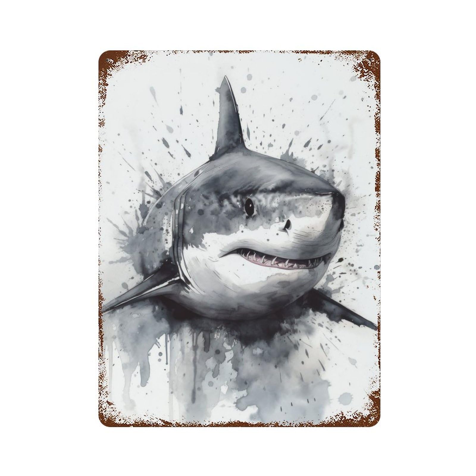 Shark Ocean Majesty Rusty Metal Tin Sign 15.7"x11.8", Ideal for Farmhouse, Kitchen And Entryway Decor