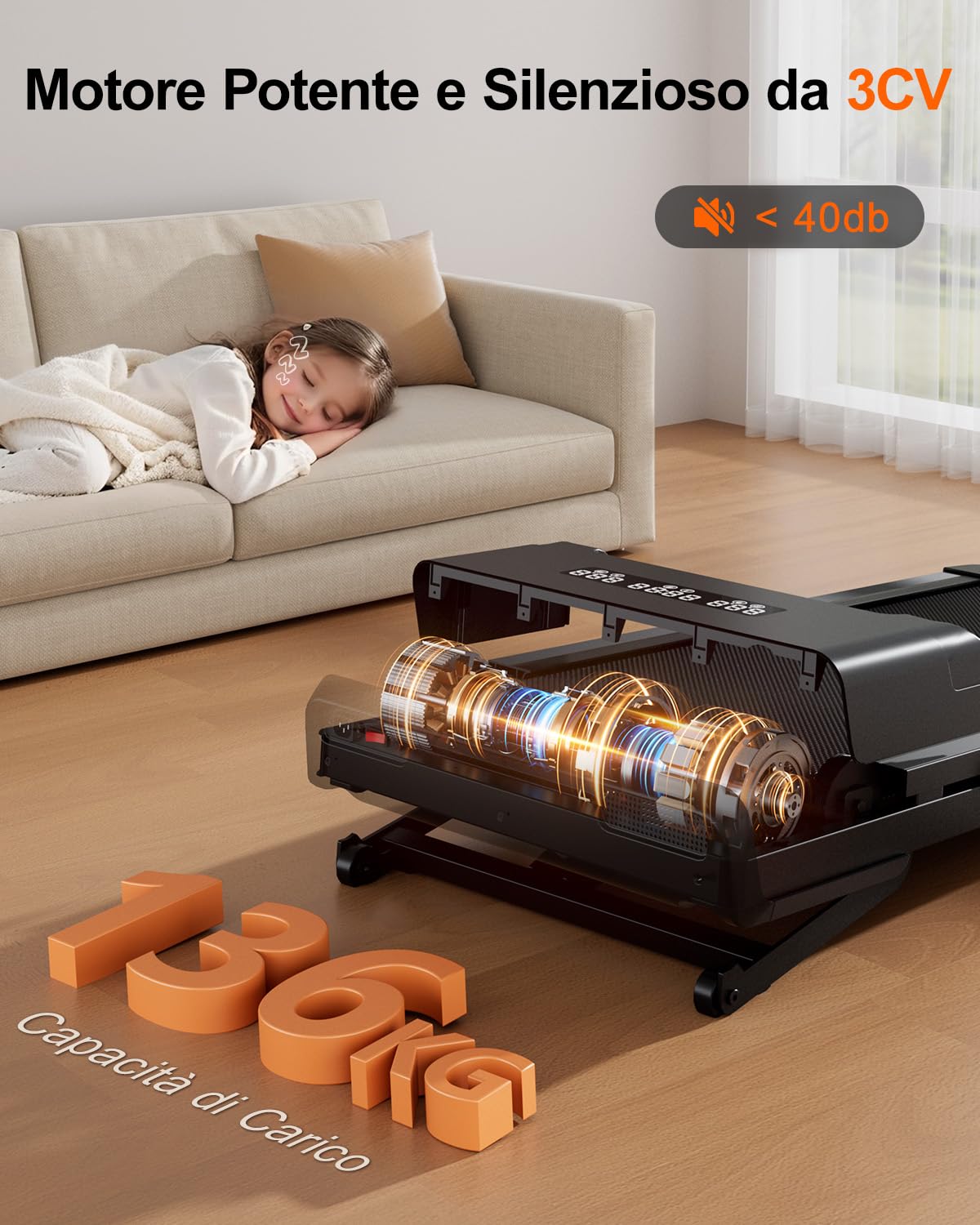 Superun Tapis Roulant Salvaspazio Pieghevole 1-6km/h con Inclinazione 9%,Tapirulan Elettrico Pieghevole 3,0 CV Mini Walking Pad Massima di 136 kg,Schermo LED, Telecomando, Controllo tramite APP
