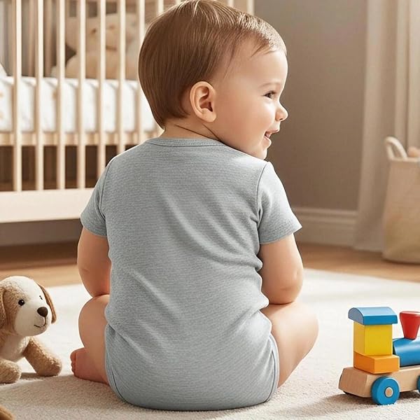 Body de manga corta para bebé, cuello redondo, de algodón, entrepierna a presión, unisex, para niño y niña, traje completo para gatear - 4