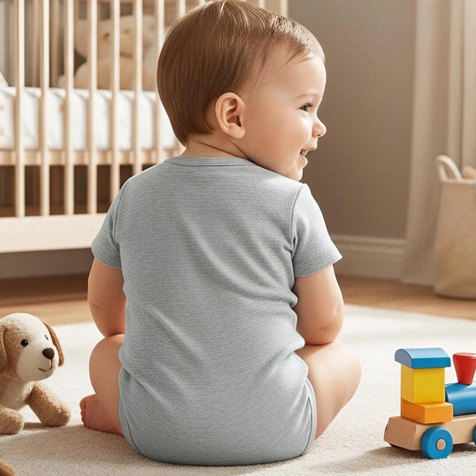 Body de manga corta para bebé, cuello redondo, de algodón, entrepierna a presión, unisex, para niño y niña, traje completo para gatear — view 4