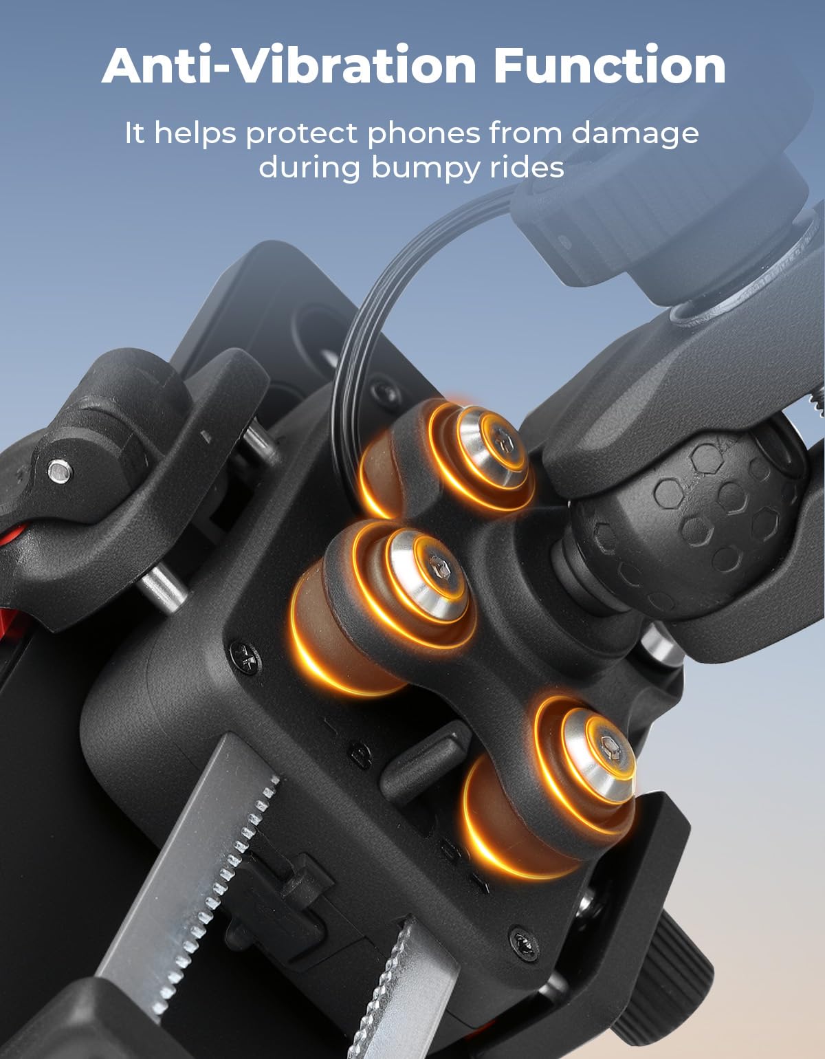 KEMIMOTO Motocyklowy uchwyt na telefon komórkowy z bezprzewodową ładowarką 15 W i przyłączem szybkiego ładowania PD/USB-C 33 W, amortyzator antywibracyjny i ochrona przed kradzieżą, regulacja 360°, do