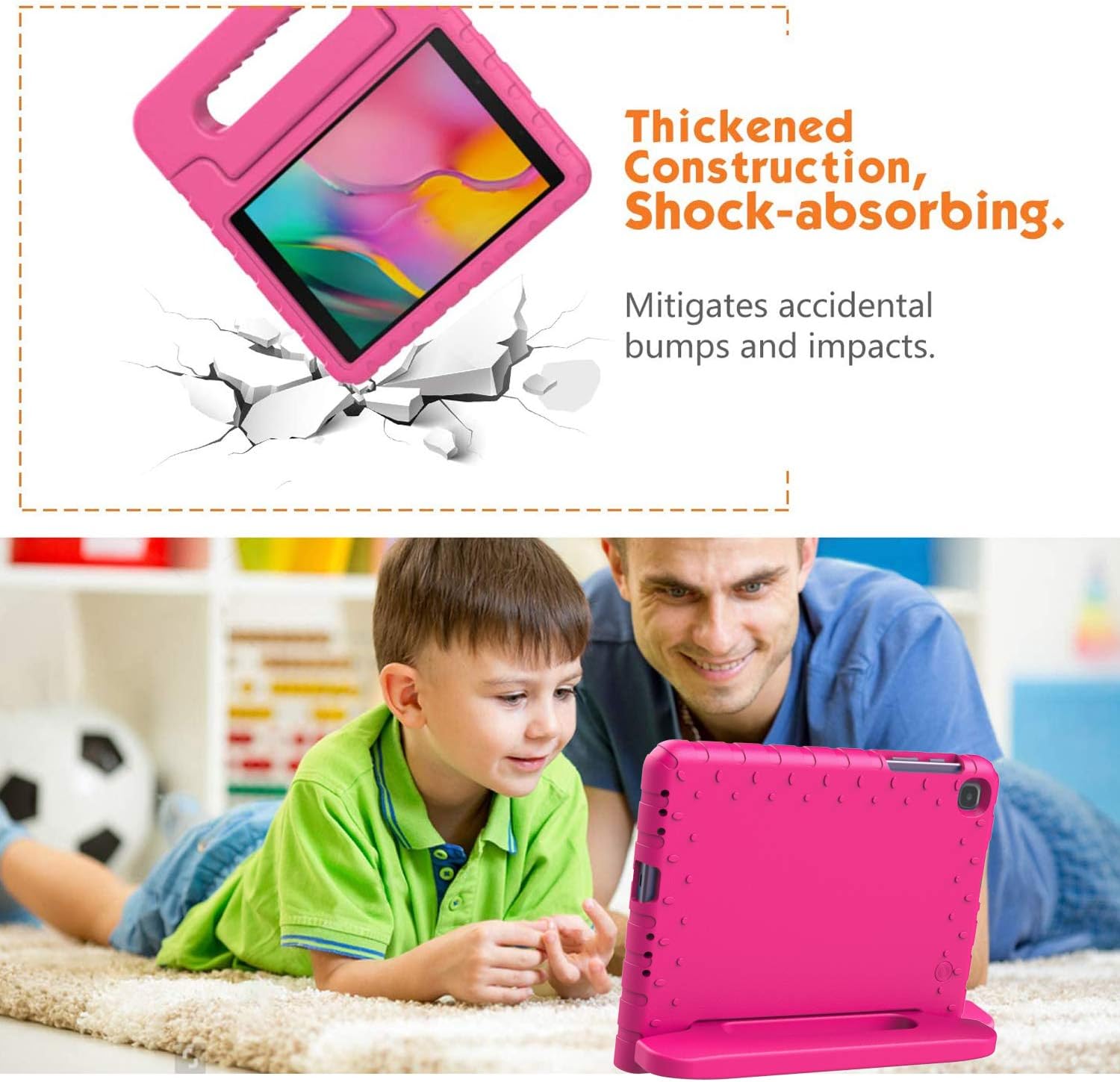 BMOUO Kids Case for Samsung Galaxy Tab A 8.4 2020 SM-T307, Galaxy Tab A 8.4 Case, Shockproof Light Weight Protective Handle Stand Kids Friendly Case for Samsung Galaxy Tab A 8.4 2020 - Rose