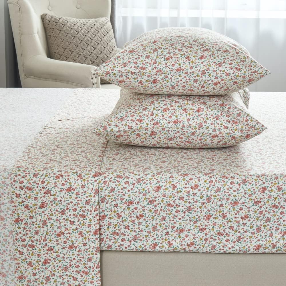 DAUAOTO Cotton Sheets Set Twin XL Printed Bedding Sets, Up to 14" Deep Mattress, Pink Ditsy Floral Pattern Bedlinen for Twin Extra Long Bed - Image 5