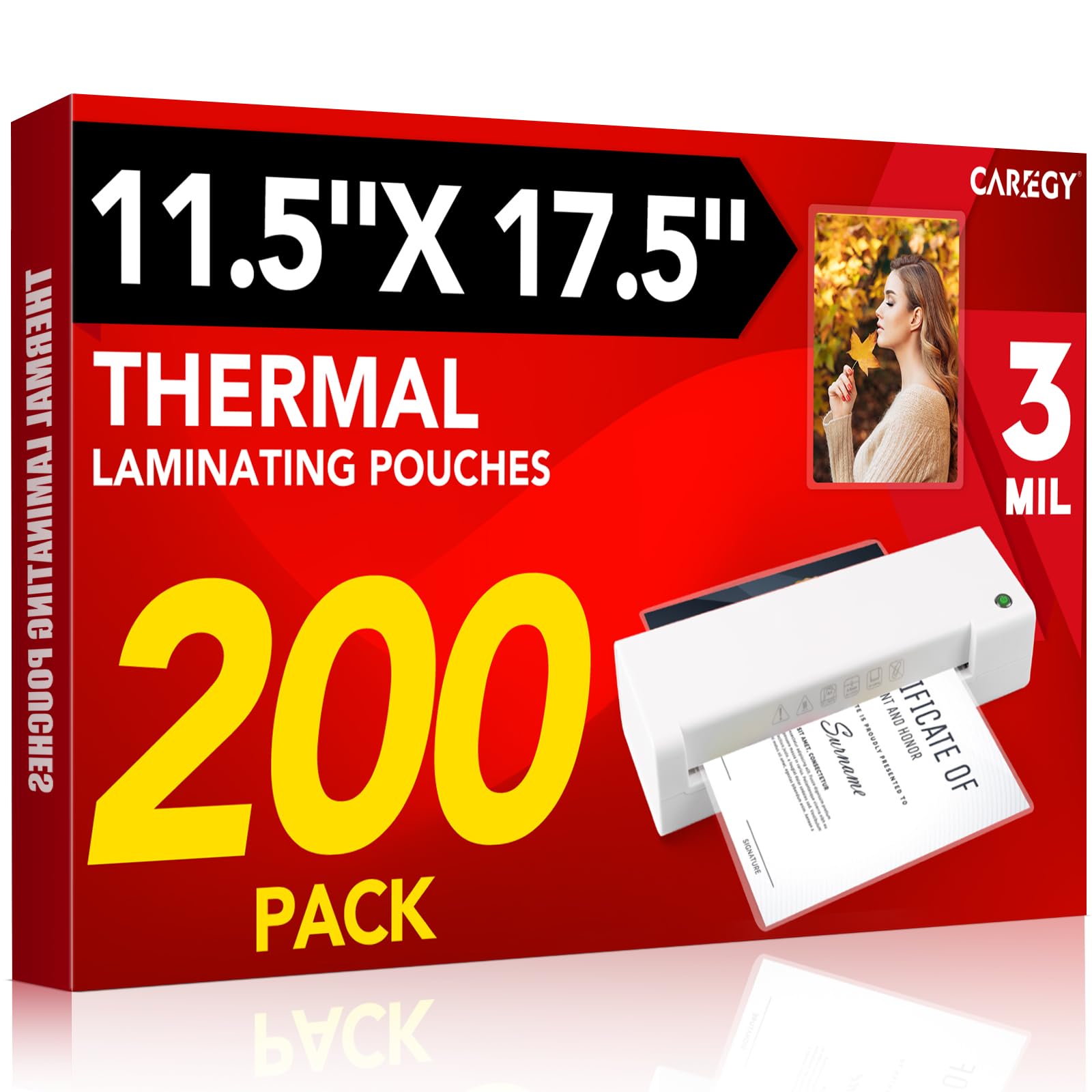 CAREGY 200 Pack Laminating Sheets, Hold 11 x 17 Inch Sheet, 3 Mil