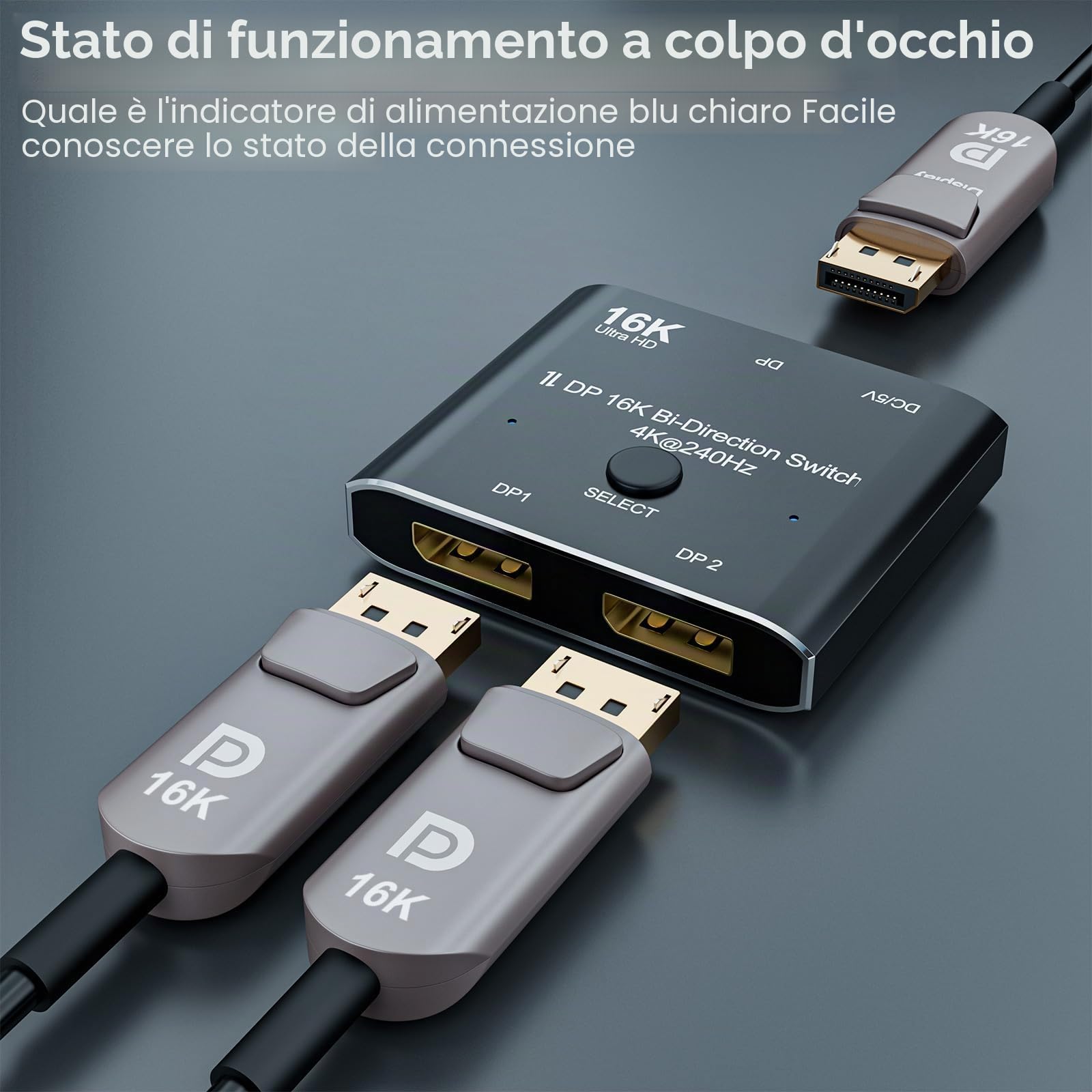 DisplayPort 2.1 8K 10K 16K DP Switch Bi-Direction 8K@120Hz 4K@240Hz Splitter Video Converter per più sorgenti e display