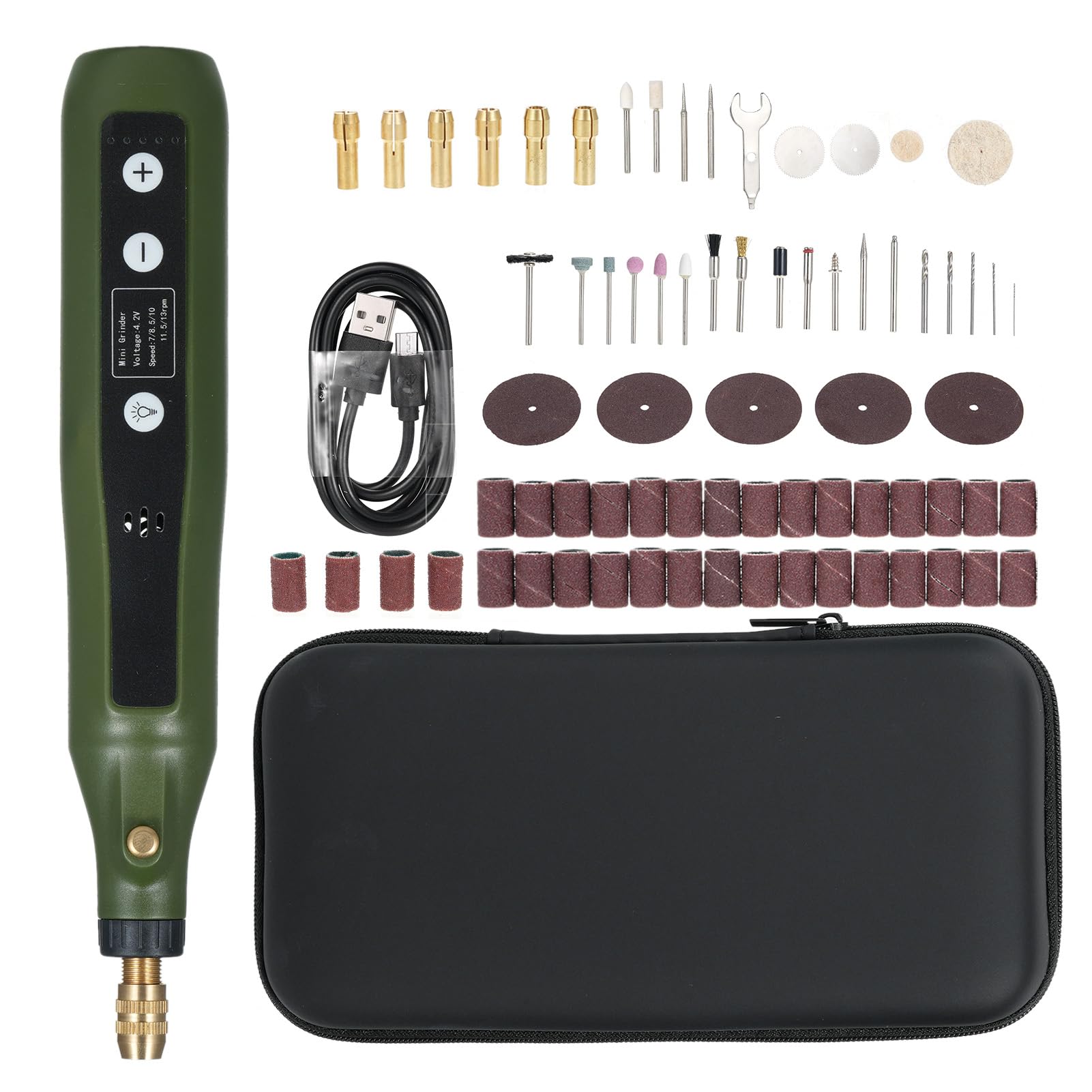 Mini kit de herramientas rotativas de 5 velocidades multifunción Power Rotary Tools Kit con 72 accesorios grabado lijado pulido DIY artesanía portátil (72 piezas)