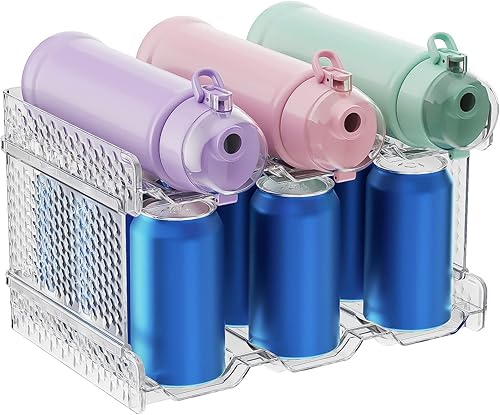 Organizador de botellas de agua, soporte apilable para botellas, estante de almacenamiento para gabinete, organizador de almacenamiento de plástico