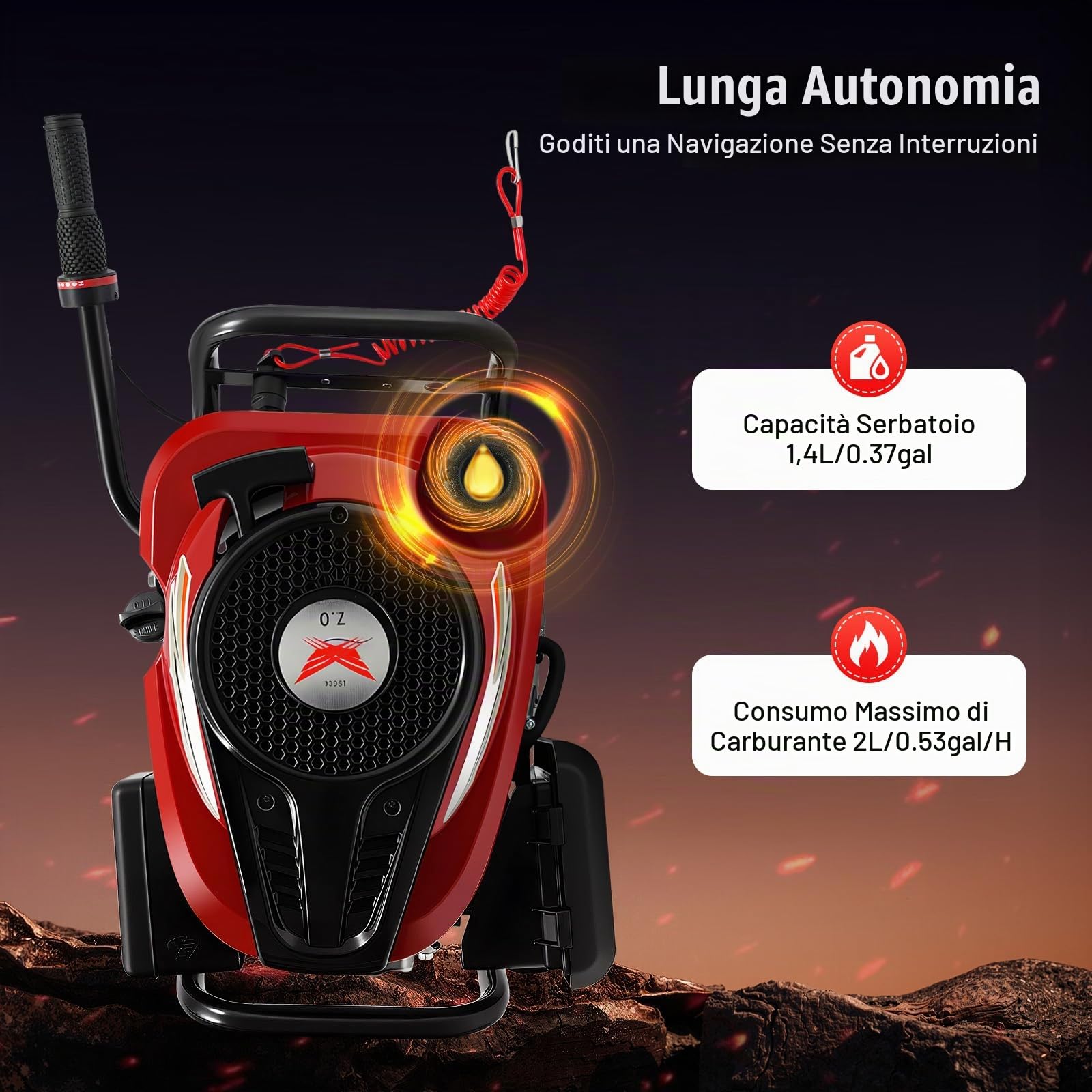 Motore Fuoribordo 4 Tempi 7HP 196CC con Avviamento Manuale per Barche Pneumatiche e Lame di Fibra, 4500-6000 giri/min, Raffreddamento ad Aria per Pesca e Tempo Libero
