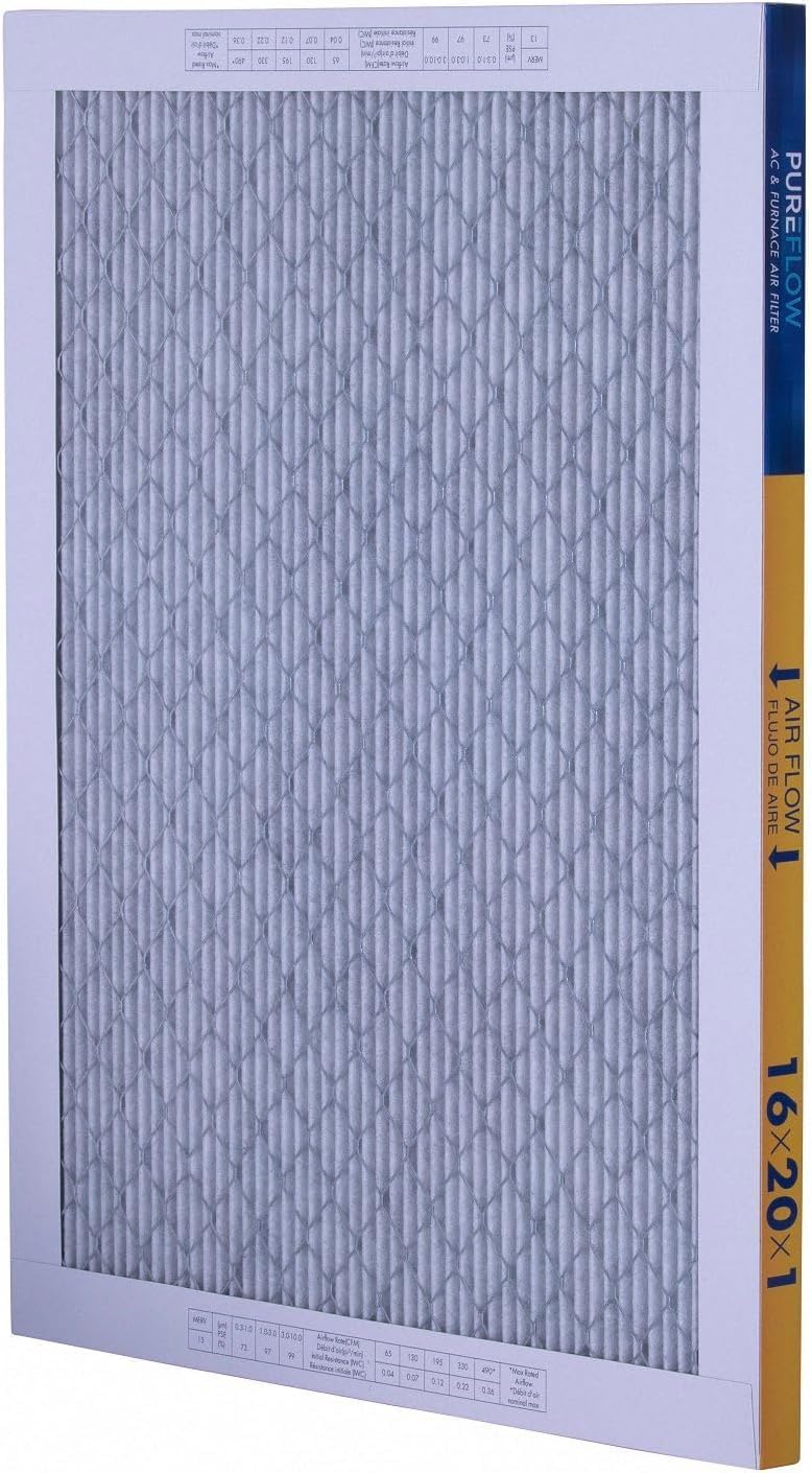 PUREFLOW Odor Control Home Air Filter MERV 13, 16x20x1 Furnace Filter, 4 Layer High Efficiency Filtration for Dust, Smoke, Fumes, Pollutants (Pack-of-2)
