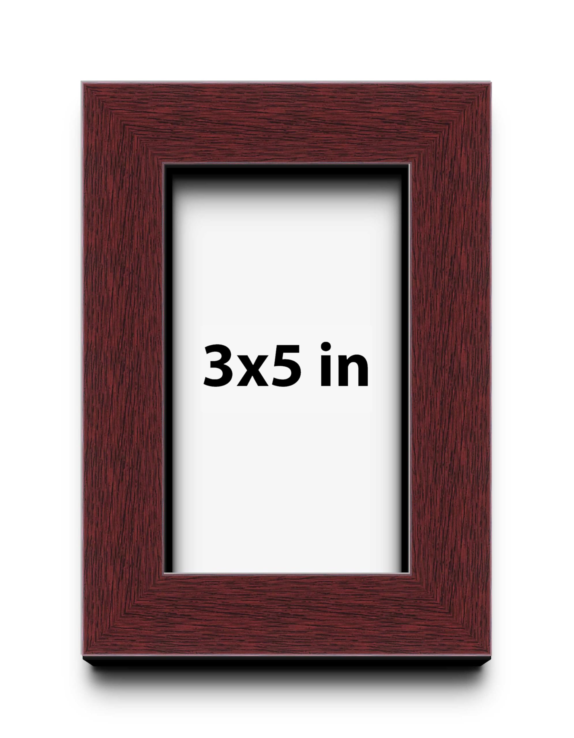 Poster Palooza 3x5 Inch Shadow Box Brown Mahogany Finish Solid Wood Display Frame | 1.625 Inches Deep | 1 Inch Moulding Width | UV Resistant Acrylic Plexiglass, Acid Free Backing and Hanging Hardware